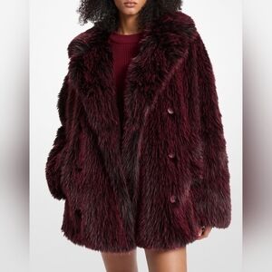 NWT Michael Kors faux fur peacoat, xs